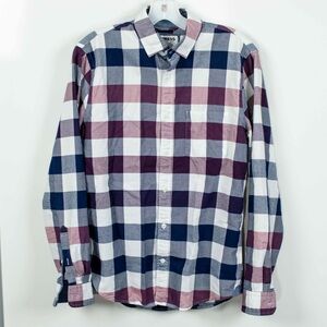 Express Navy and Burgundy Casual Button Down Shirt